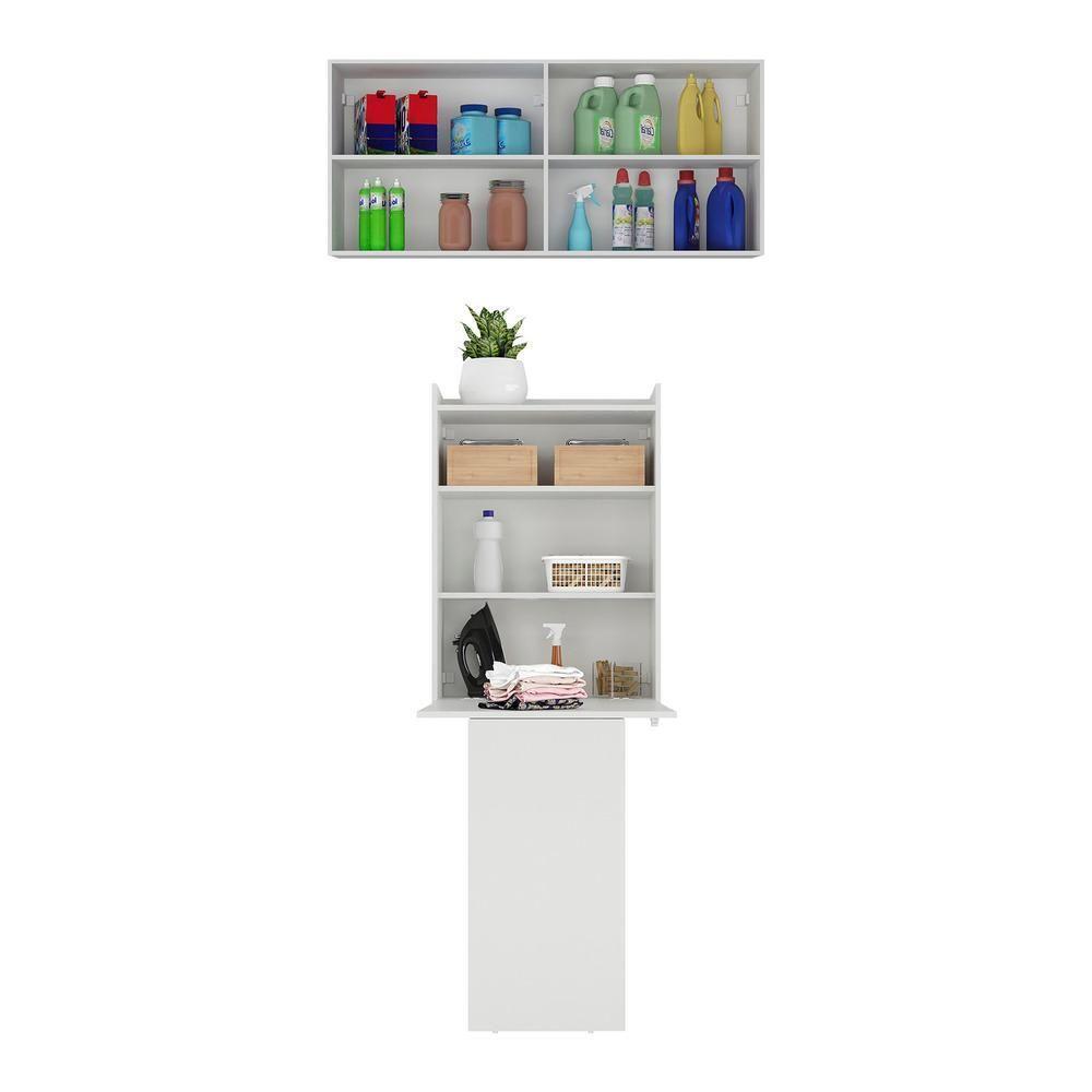 Conjunto Lavanderia Multiuso Armário E Mesa Dobrável Multimóveis Branco - 5