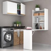 Conjunto Lavanderia Multiuso Armário E Mesa Dobrável Multimóveis Branco - 2