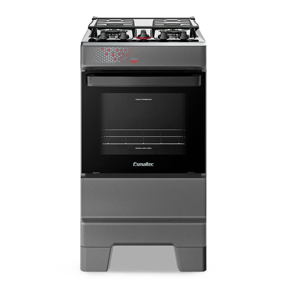 Fogão A Gás Mesa Inox Tampa De Vidro Forno 50L Esmaltec Ideal Top Titanium 4 Bocas Bivolt - 2