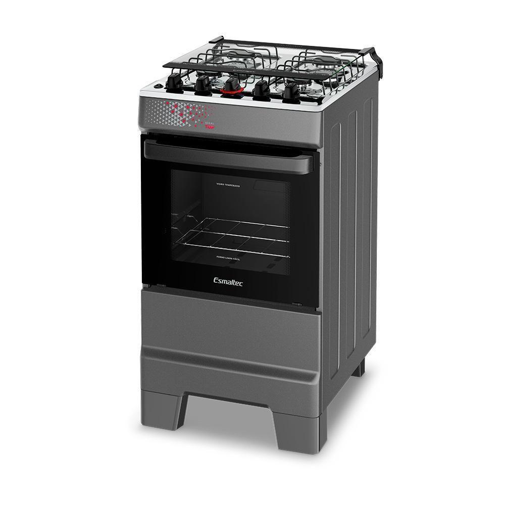 Fogão A Gás Mesa Inox Tampa De Vidro Forno 50L Esmaltec Ideal Top Titanium 4 Bocas Bivolt - 3