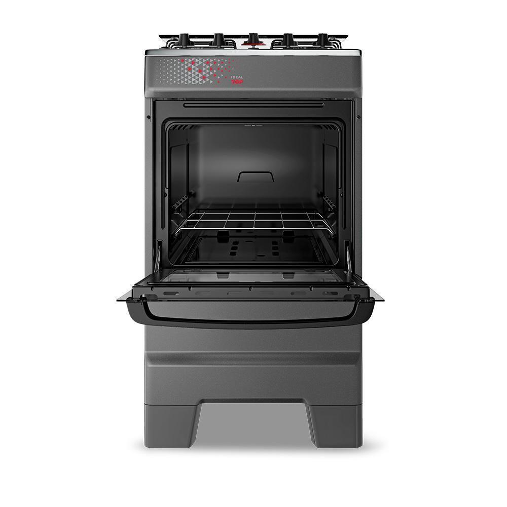 Fogão A Gás Mesa Inox Tampa De Vidro Forno 50L Esmaltec Ideal Top Titanium 4 Bocas Bivolt - 6