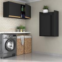 Conjunto Lavanderia Multiuso Armário E Mesa Dobrável Multimóveis Preto - 2