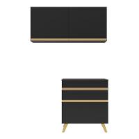 Conjunto Lavanderia Multiuso Armário E Balcão Multimóveis Preto - 1