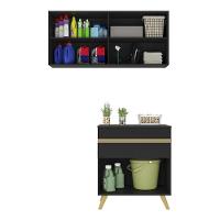 Conjunto Lavanderia Multiuso Armário E Balcão Multimóveis Preto - 2