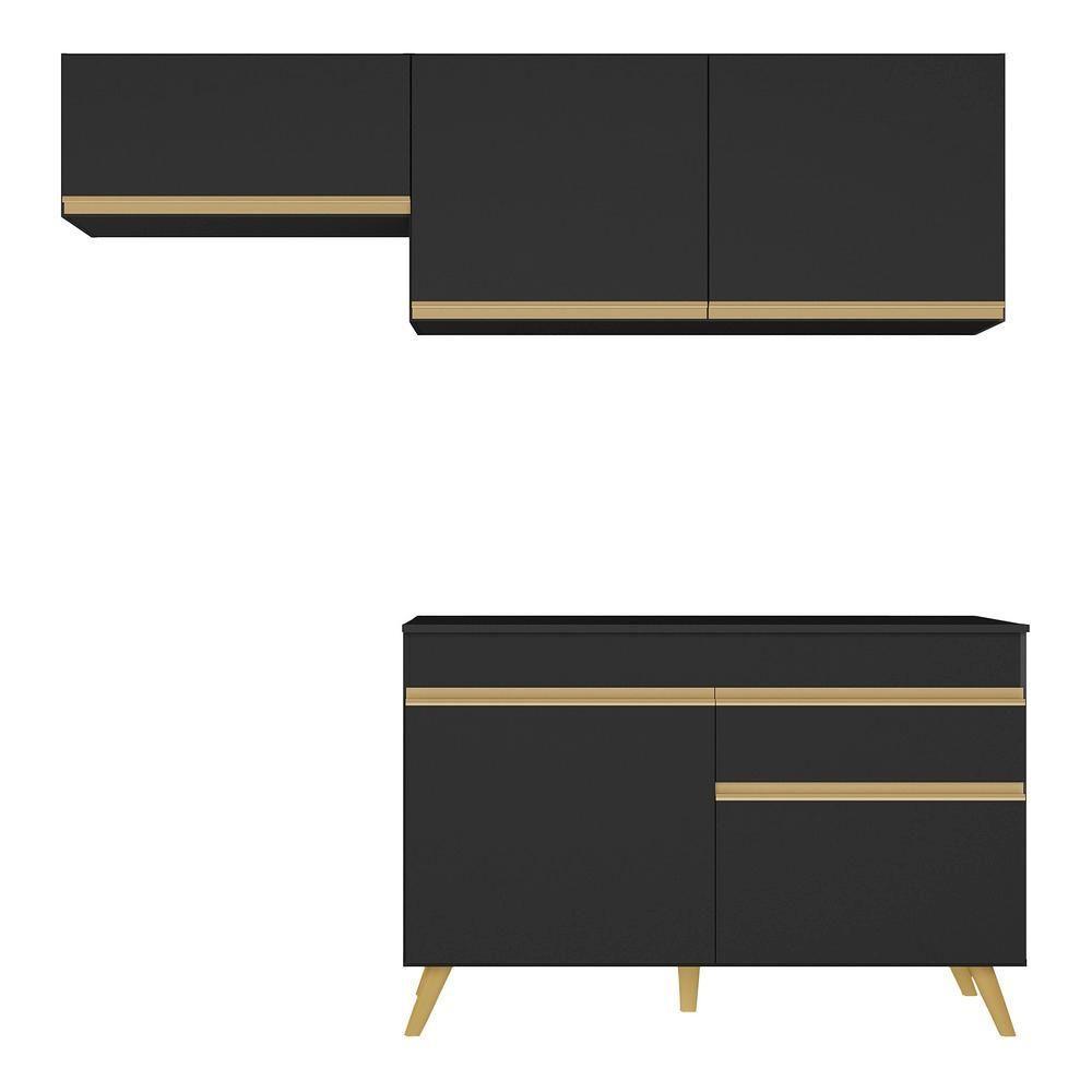 Conjunto Lavanderia Multiuso Armário E Balcão Multimóveis Preto - 1