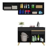 Conjunto Lavanderia Multiuso Armário E Balcão Multimóveis Preto - 2