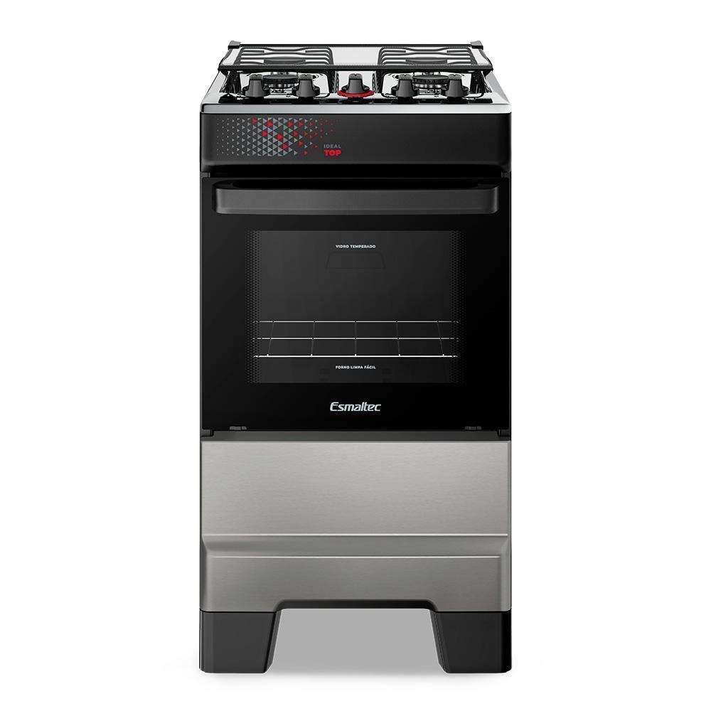 Fogão A Gás Mesa Inox Tampa De Vidro Forno 50L Esmaltec Ideal Top Inox 4 Bocas Bivolt - 2