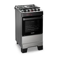 Fogão A Gás Mesa Inox Tampa De Vidro Forno 50L Esmaltec Ideal Top Inox 4 Bocas Bivolt - 1