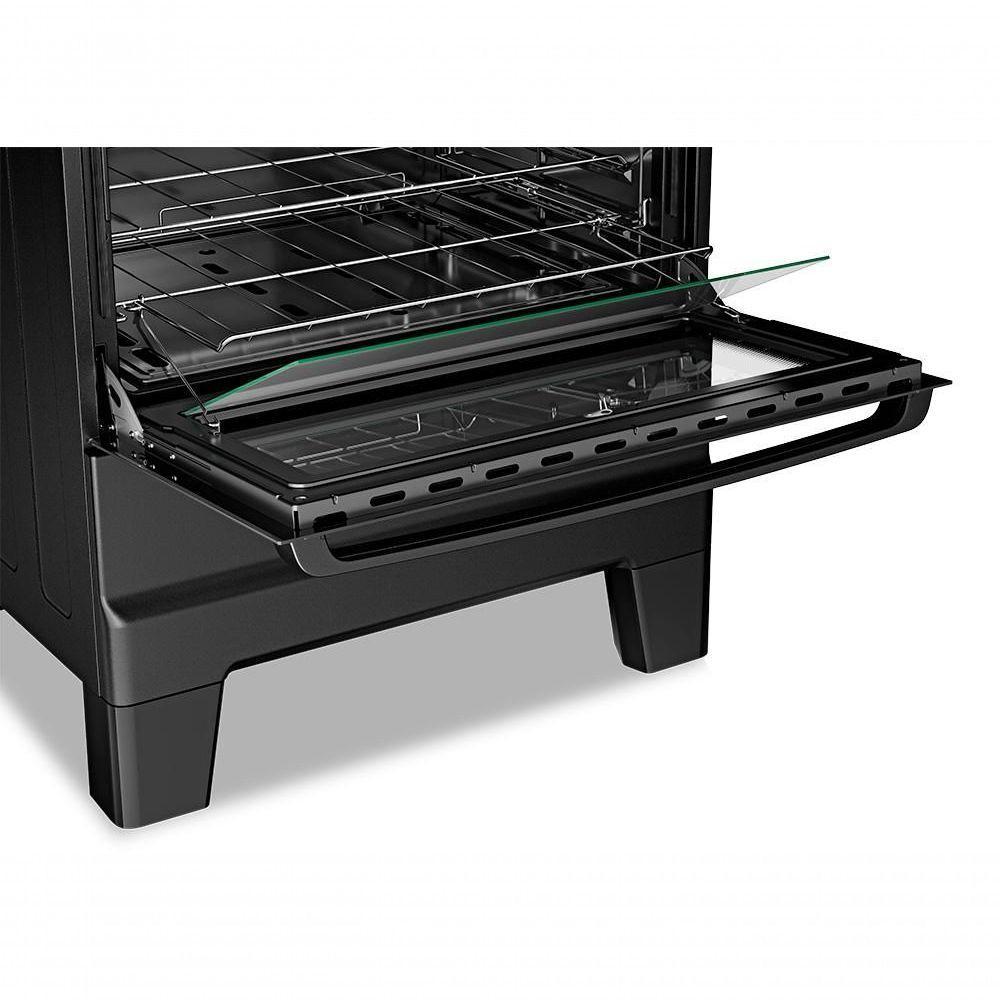 Fogão A Gás Mesa Inox Tampa De Vidro Forno 84L Esmaltec Ideal Master Preto 5 Bocas Bivolt - 5