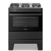 Fogão A Gás Mesa Inox Tampa De Vidro Forno 84L Esmaltec Ideal Master Preto 5 Bocas Bivolt - 2