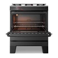 Fogão A Gás Mesa Inox Tampa De Vidro Forno 84L Esmaltec Ideal Master Preto 5 Bocas Bivolt - 3