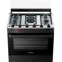 Fogão A Gás Mesa Inox Tampa De Vidro Forno 84L Esmaltec Ideal Master Preto 5 Bocas Bivolt - 6