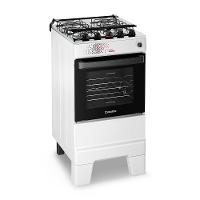 Fogão A Gás Mesa Inox Tampa De Vidro Forno 50L Esmaltec Ideal Master Branco 4 Bocas Bivolt - 1
