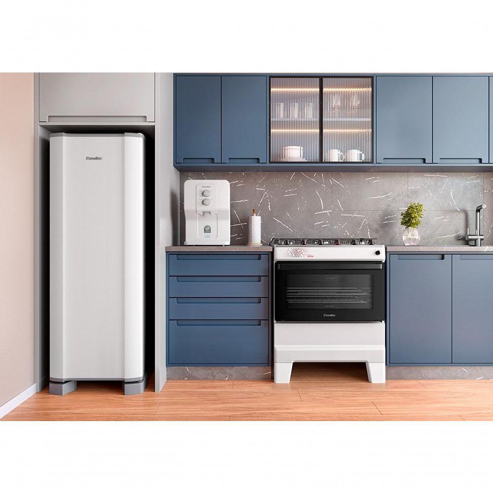 Fogão A Gás Mesa Inox Tampa De Vidro Forno 84L Esmaltec Ideal Master Branco 5 Bocas Bivolt - 4