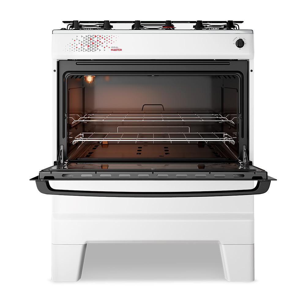 Fogão A Gás Mesa Inox Tampa De Vidro Forno 84L Esmaltec Ideal Master Branco 5 Bocas Bivolt - 8