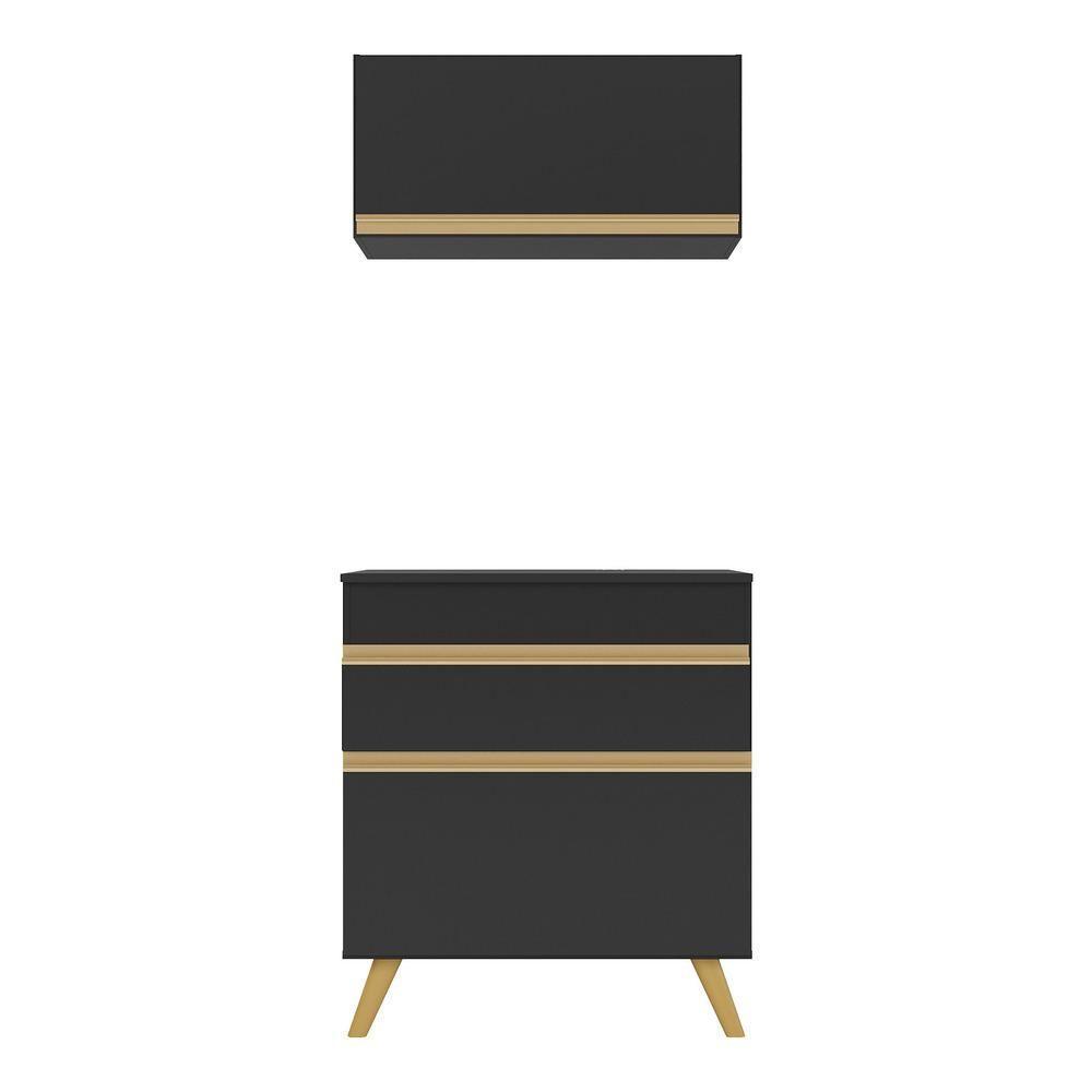 Conjunto Lavanderia Multiuso Armário E Balcão Multimóveis Preto - 1