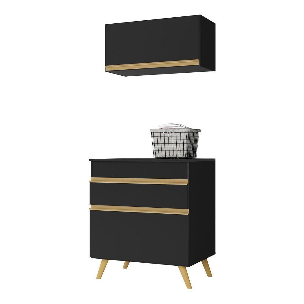 Conjunto Lavanderia Multiuso Armário E Balcão Multimóveis Preto - 5