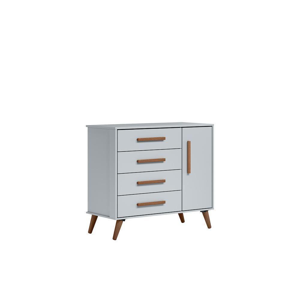 Cômoda Sapateira 1 Porta 4 Gavetas Retrô Cinza Diana - 2