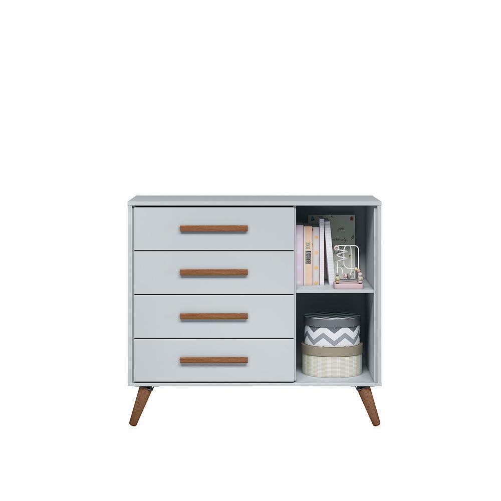 Cômoda Sapateira 1 Porta 4 Gavetas Retrô Cinza Diana - 4