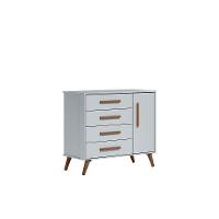 Cômoda Sapateira 1 Porta 4 Gavetas Retrô Cinza Diana - 2