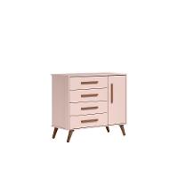 Cômoda Sapateira 1 Porta 4 Gavetas Retrô Rosa Diana - 2