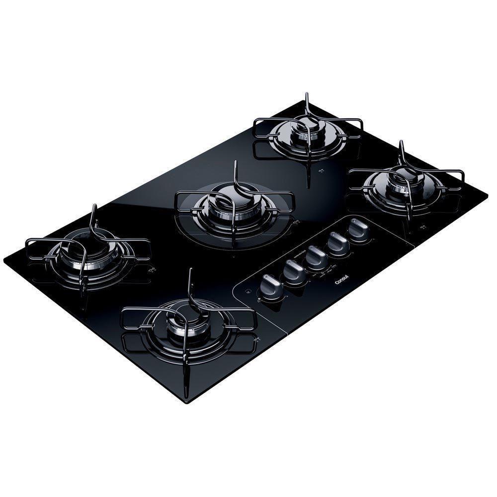 Cooktop A Gás 5 Bocas Consul Facilite CD075AEUNA Com Acendimento Super Automático Preto Bivolt - 1