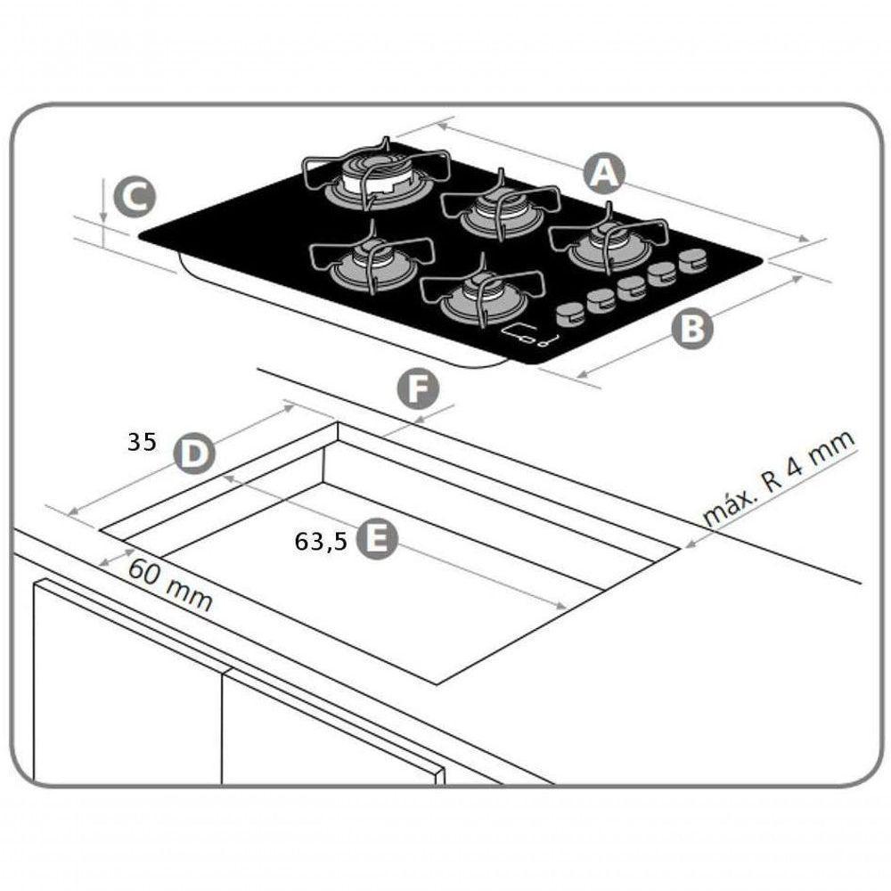 Cooktop A Gás 5 Bocas Consul Facilite CD075AEUNA Com Acendimento Super Automático Preto Bivolt - 5