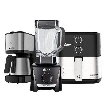 Kit Black Inox com Fritadeira 4 e 6L Cafeteira 1 e 2L e Liquidificador 3 e 2L Preto Oster