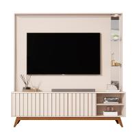 Home Estante Açaí 1.8 Com Led Sala Para Tv Até 75 Com Espelho Off White - 1