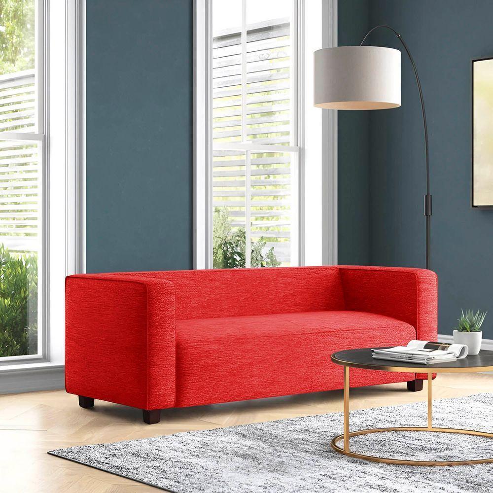 Sofá Namoradeira Amsterdam 1,40m Suede Vermelho - Inova Decorações - 1