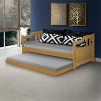 Sofá Cama Texas De Madeira Maciça Com Cama Auxiliar Imbuia - 1