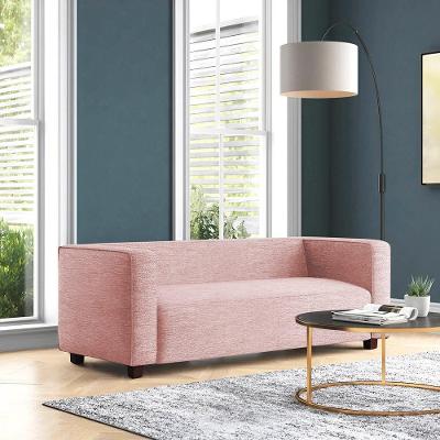 Sofá Namoradeira Amsterdam 1,40m Suede Rosa Bebe - Inova Decorações