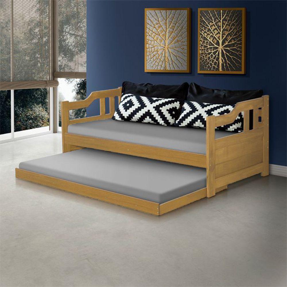 Sofá Cama Solteiro Madeira Com Cama Auxiliar E 2 Colchões Texas - Imbuia - 1