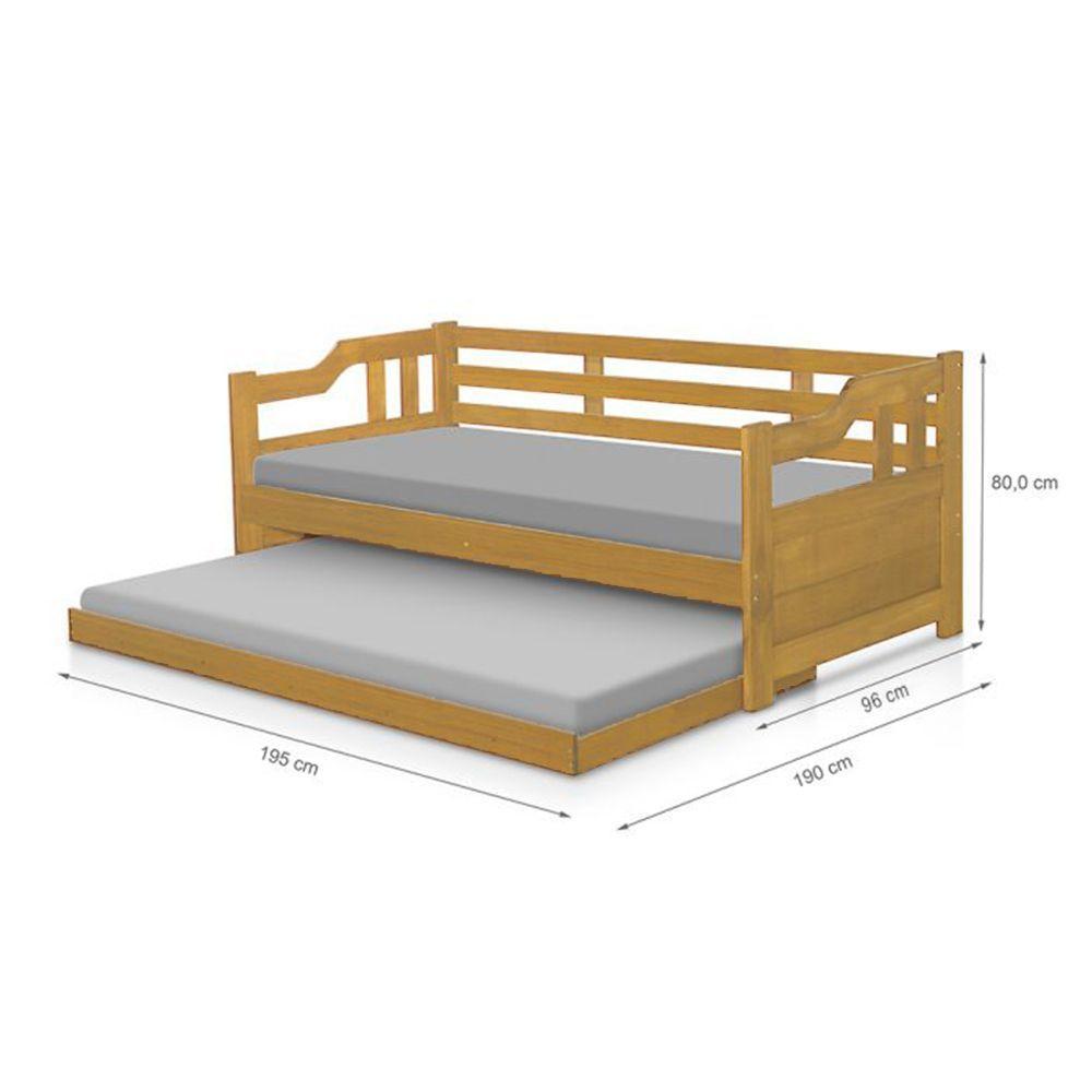 Sofá Cama Solteiro Madeira Com Cama Auxiliar E 2 Colchões Texas - Imbuia - 3