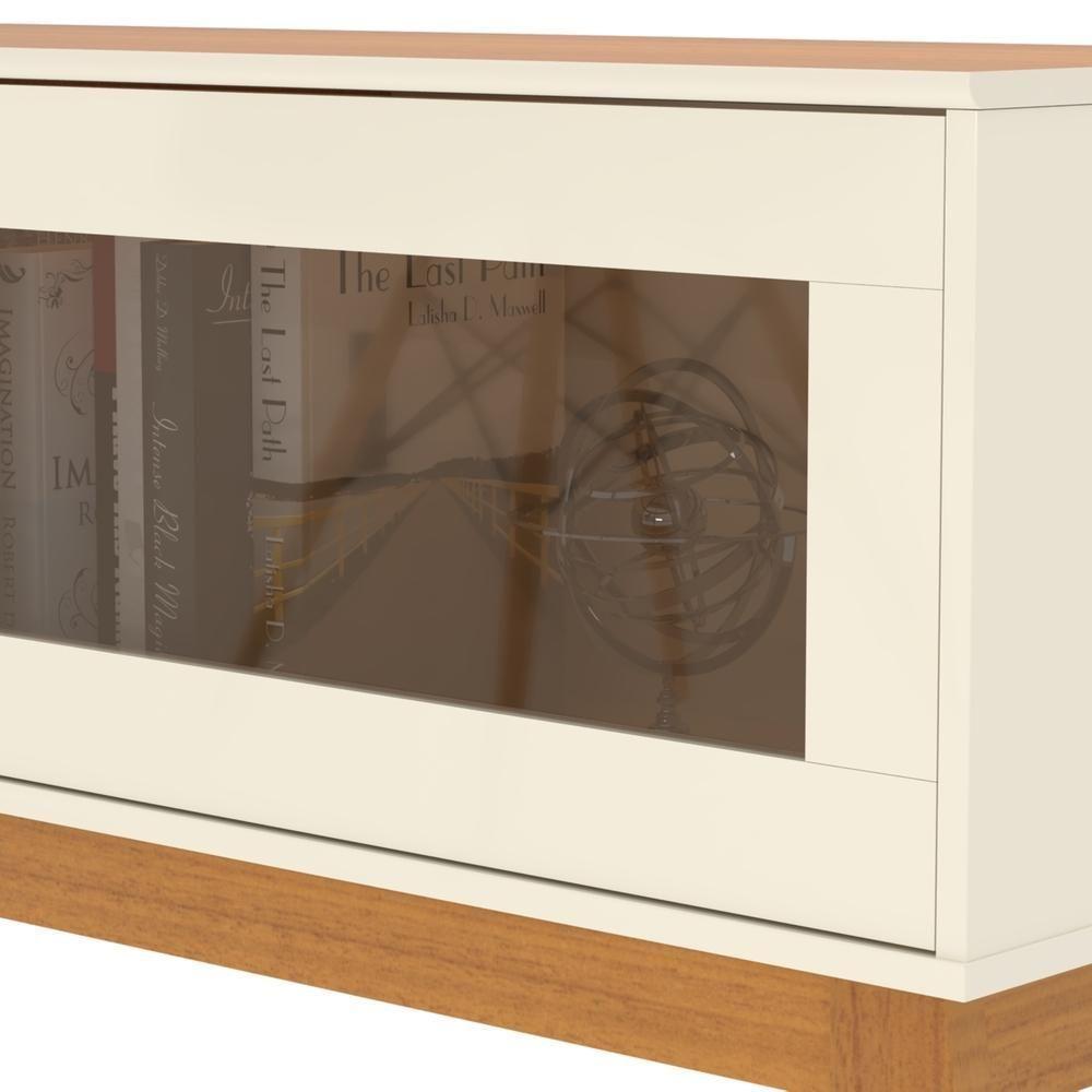 Rack Tv 65 Polegadas Com 2 Portas De Vidro Reflecta Lince - Off White E Cedro - 3