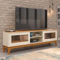 Rack Tv 65 Polegadas Com 2 Portas De Vidro Reflecta Lince - Off White E Cedro - 1