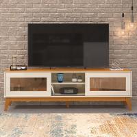 Rack Tv 65 Polegadas Com 2 Portas De Vidro Reflecta Lince - Off White E Cedro - 8
