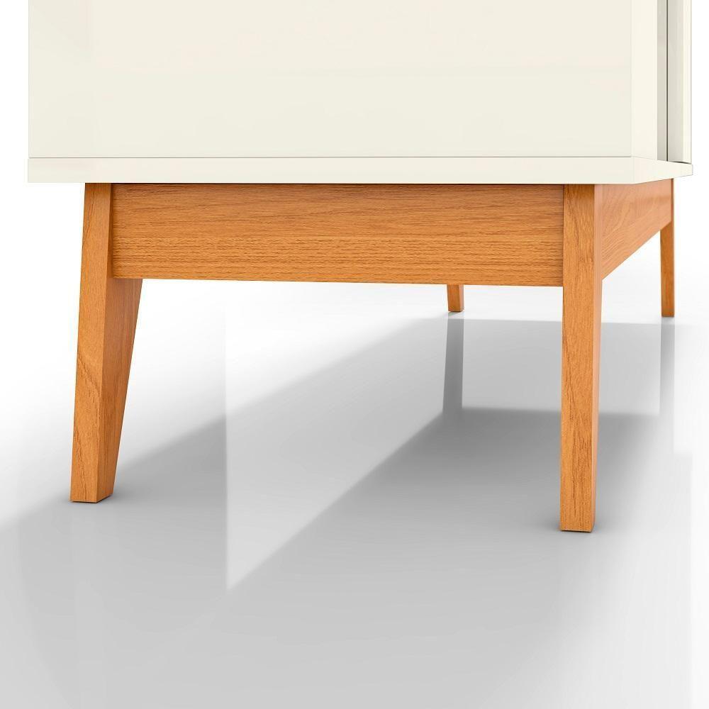 Rack Tv Ripado 50 Polegadas Com 2 Portas Monaco - Off White E Cedro - 5