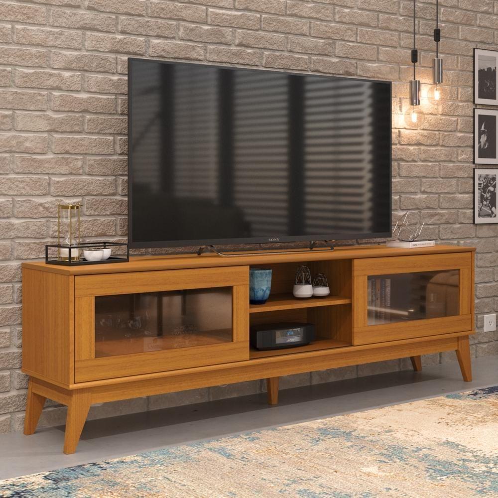 Rack Tv 65 Polegadas Com 2 Portas De Vidro Reflecta Lince - Cedro Cedro - 1