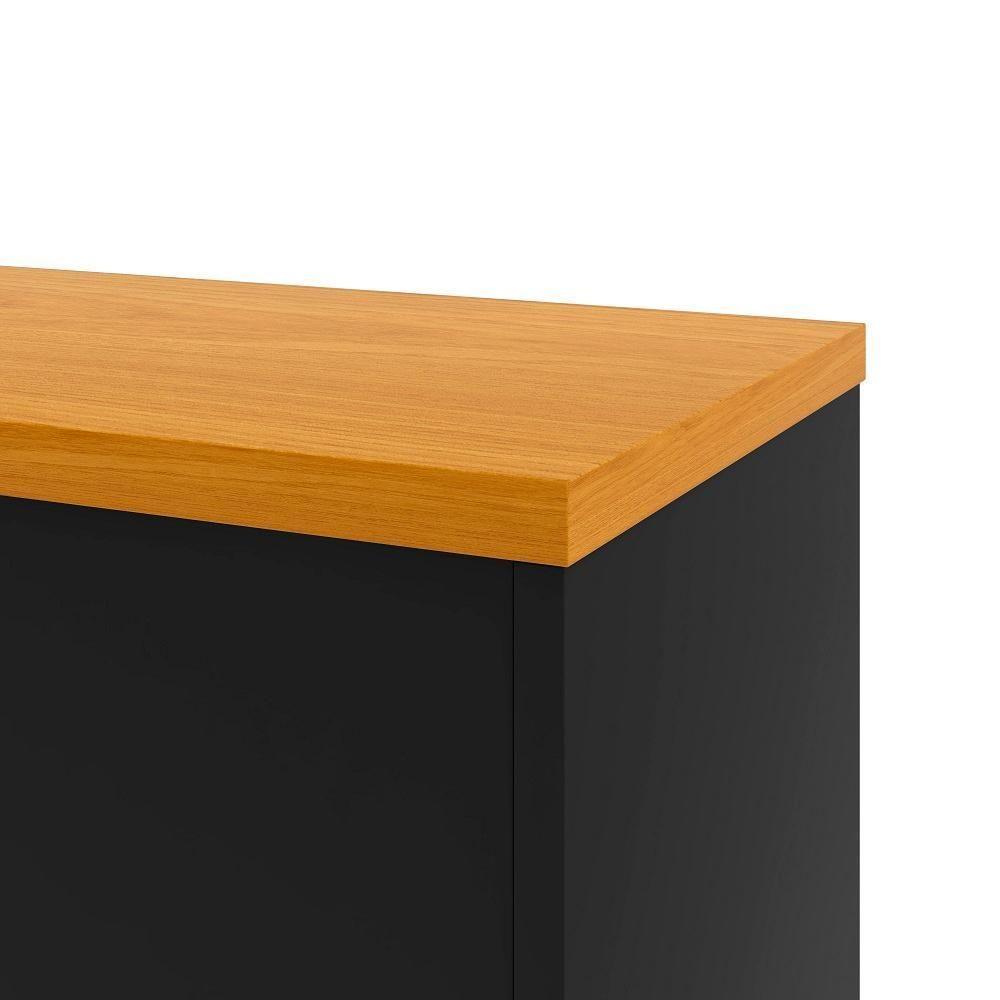 Rack Tv 75 Polegadas Com 2 Portas E Prateleira Riviera - Preto E Cedro - 4