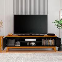 Rack Tv 75 Polegadas Com 2 Portas E Prateleira Riviera - Preto E Cedro - 8