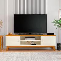 Rack Tv 75 Polegadas Com 2 Portas E Prateleira Riviera - Off White E Cedro - 7