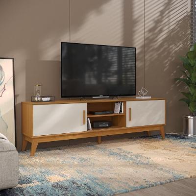 Rack Tv 65 Polegadas 2 Portas E Puxador De Madeira Colorado - Cedro E Off White
