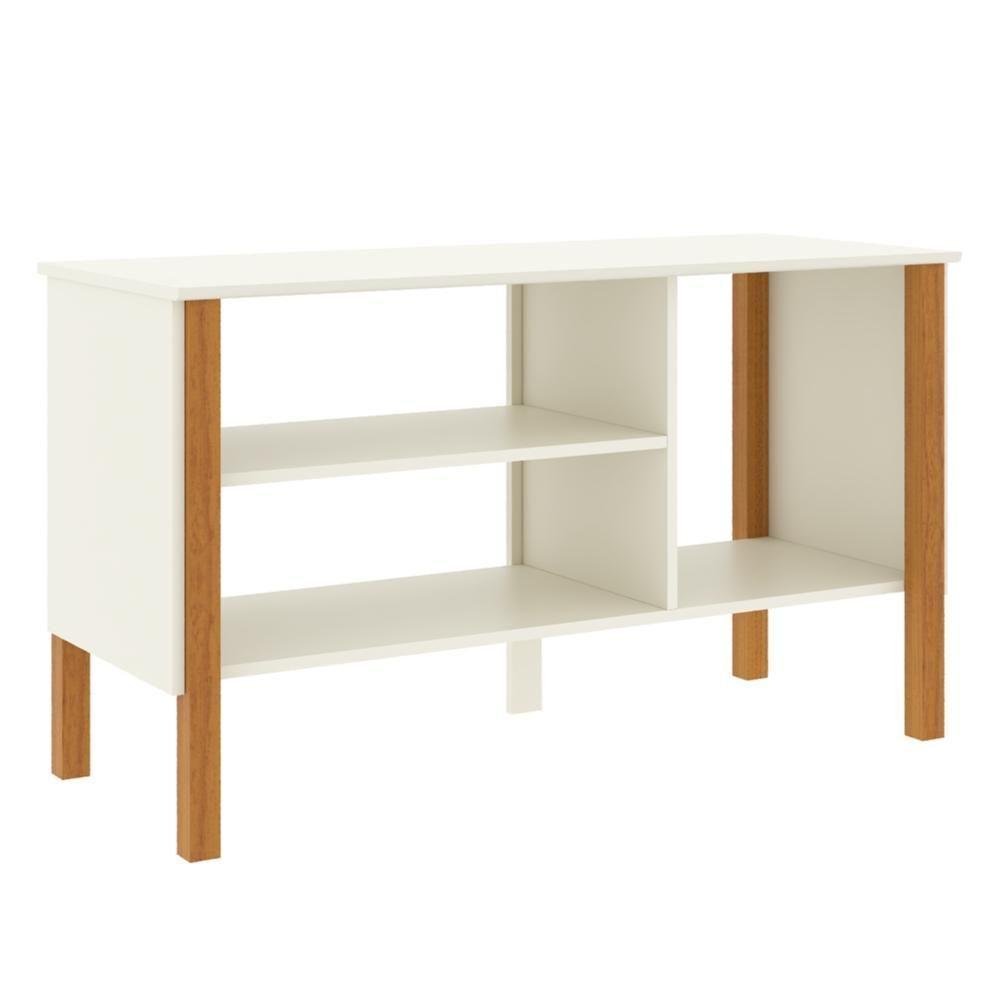 Rack Tv 43 Polegadas 90cm Com 3 Prateleiras Asteca - Off White E Cedro - 4