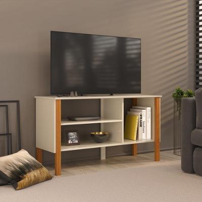 Rack Tv 43 Polegadas 90cm Com 3 Prateleiras Asteca - Off White E Cedro