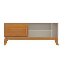 Rack Tv 55 Polegadas 1 Porta E Puxador De Madeira Arizona - Off White E Cedro - 6