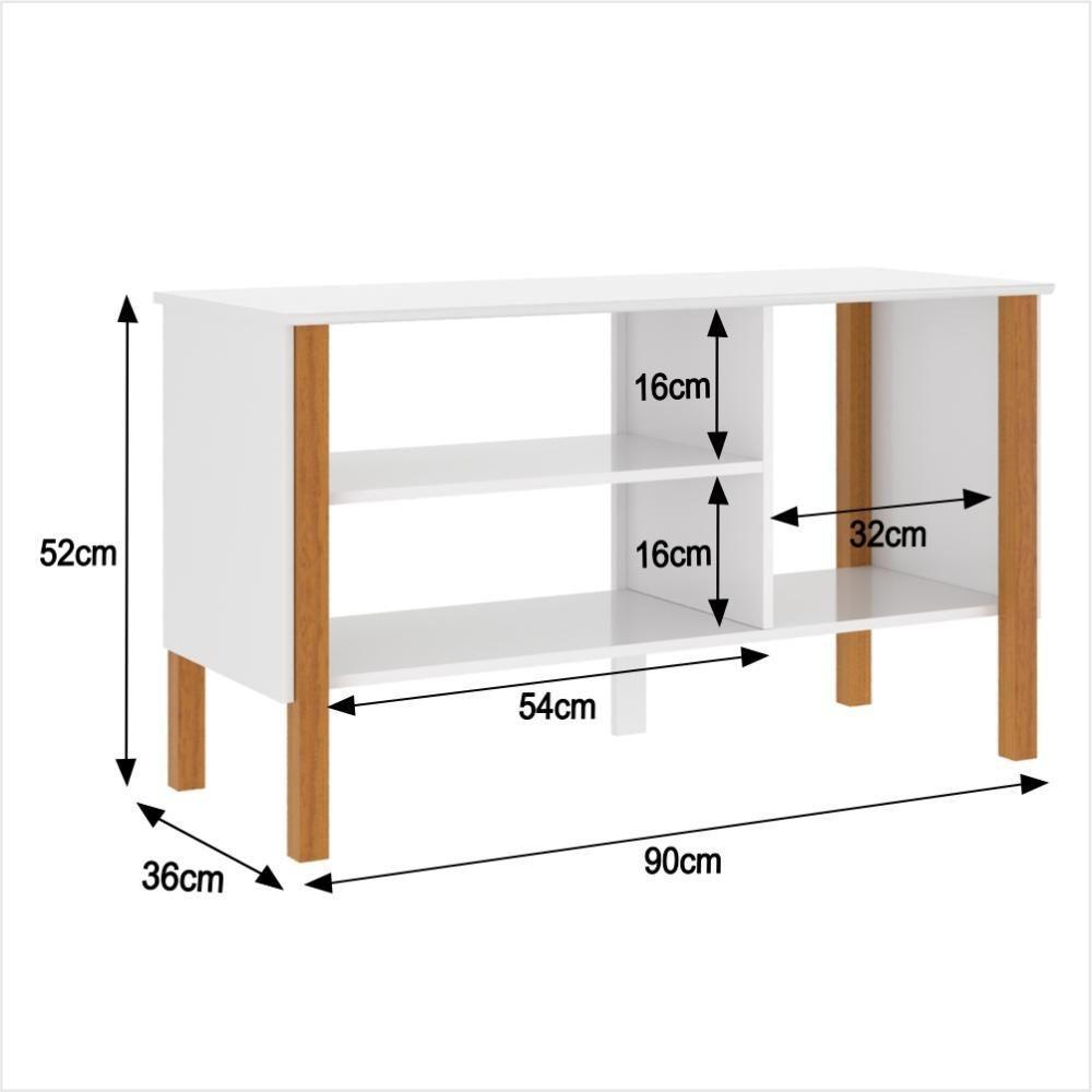 Rack Tv 43 Polegadas 90cm Com 3 Prateleiras Asteca - Branco E Cedro Branco E Cedro - 2
