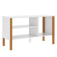 Rack Tv 43 Polegadas 90cm Com 3 Prateleiras Asteca - Branco E Cedro Branco E Cedro