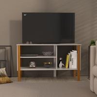 Rack Tv 43 Polegadas 90cm Com 3 Prateleiras Asteca - Branco E Cedro Branco E Cedro - 6