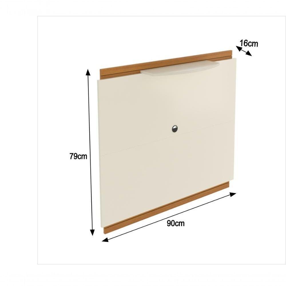 Rack Tv 32 Polegadas Com 3 Prateleiras E Painel 90cm Asteca - Off White E Cedro - 2